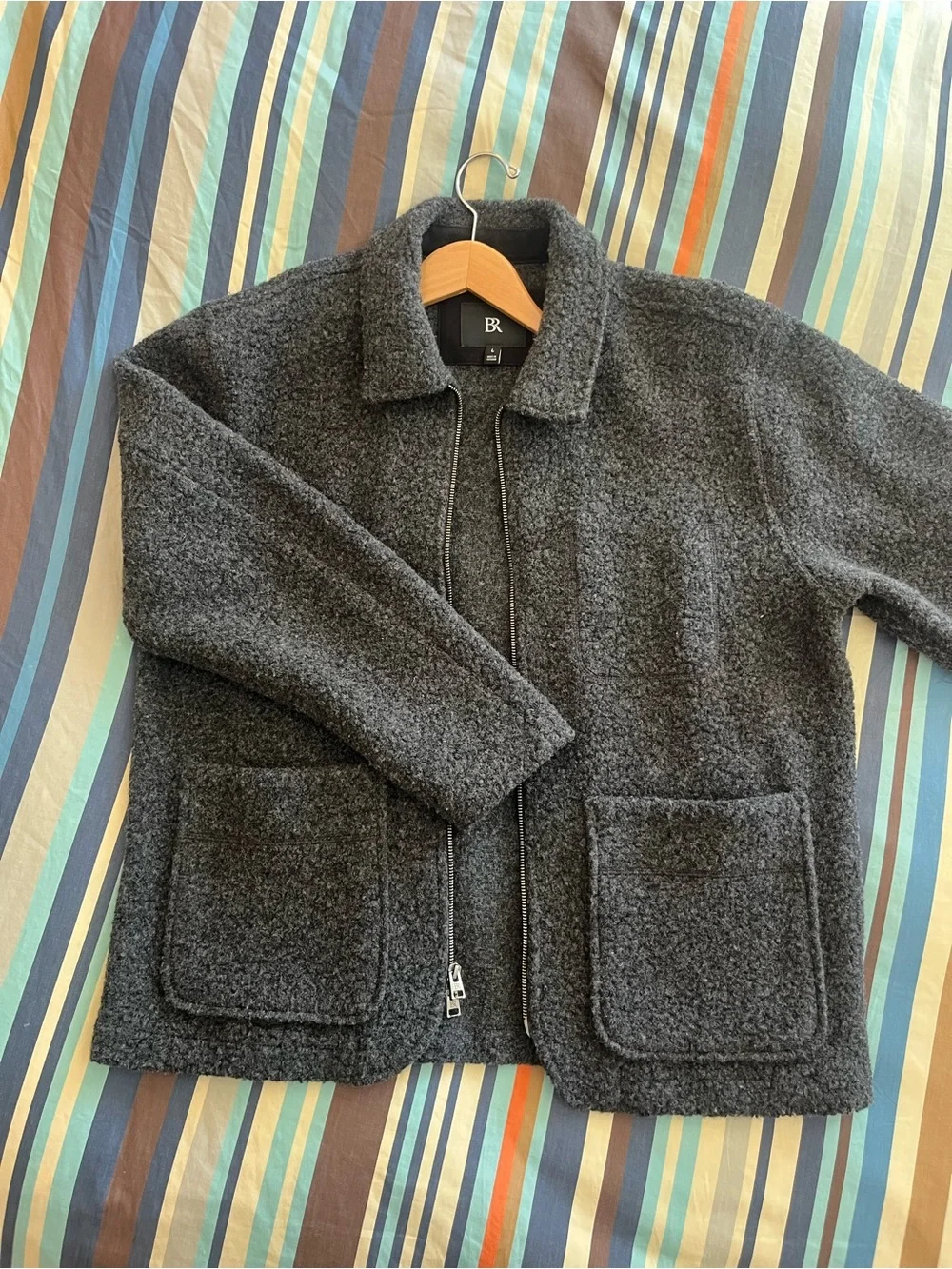 Banana Republic Dark Gray Sherpa Zip Shirt Jacket